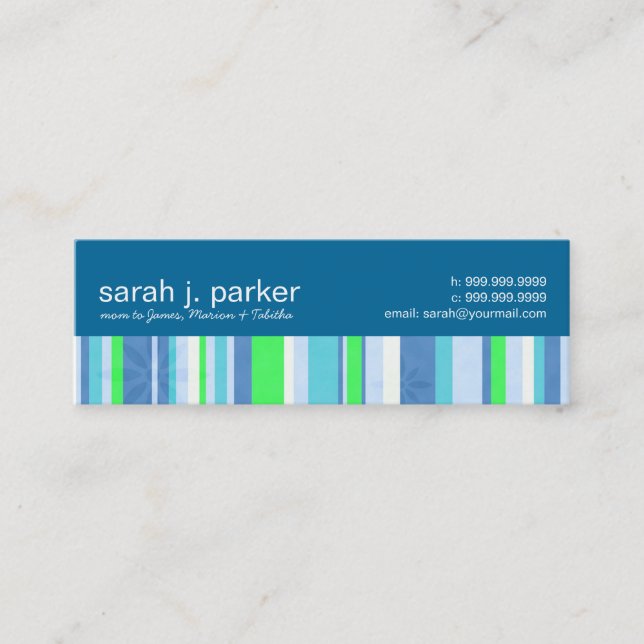 Contemporary Stripes Mommy Calling Cards (Front)