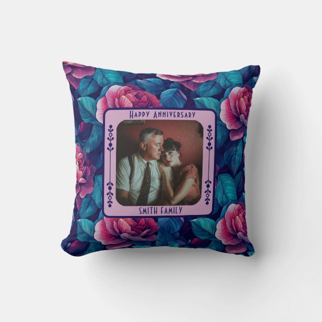 Contemporary Stylish Photo Throw Pillow For Couple (Front)