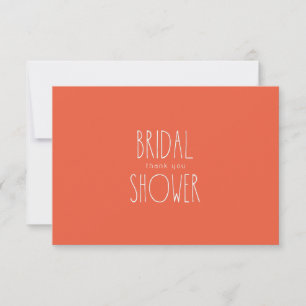 Contemporary Tangerine Bridal Shower Thank You Card