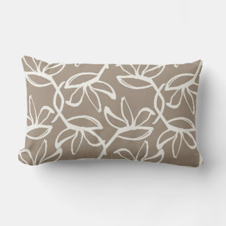 Contemporary Taupe Floral Lumbar Pillow