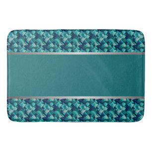 Contemporary Teal and Silver Abstract  Bath Mat