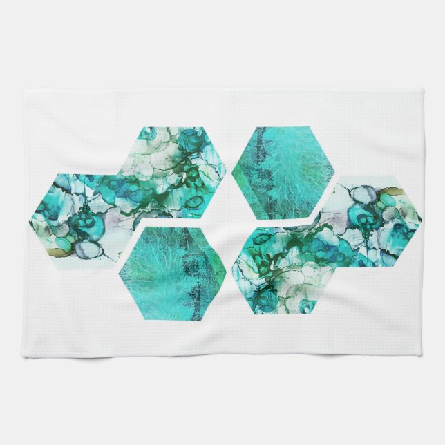 contemporary Teal Art Photography Kitchen Towel (Horizontal)
