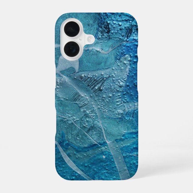 Contemporary Teal Texture iPhone 16 Case (Back)