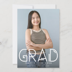 Contemporary Text GRAD with Photo   Class of Announcement