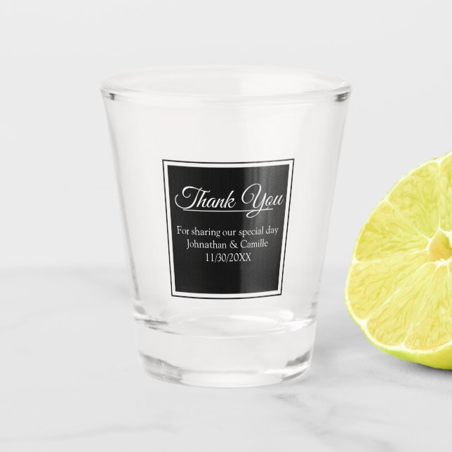Contemporary Thank You Wedding Favour Shot Glass (Front)