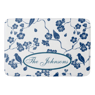 Contemporary Toile Birds & Florals Bath Mat