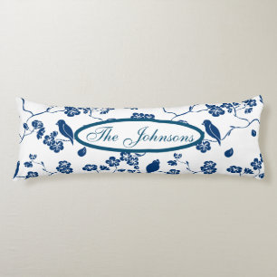 Contemporary Toile Birds & Florals Body Pillow