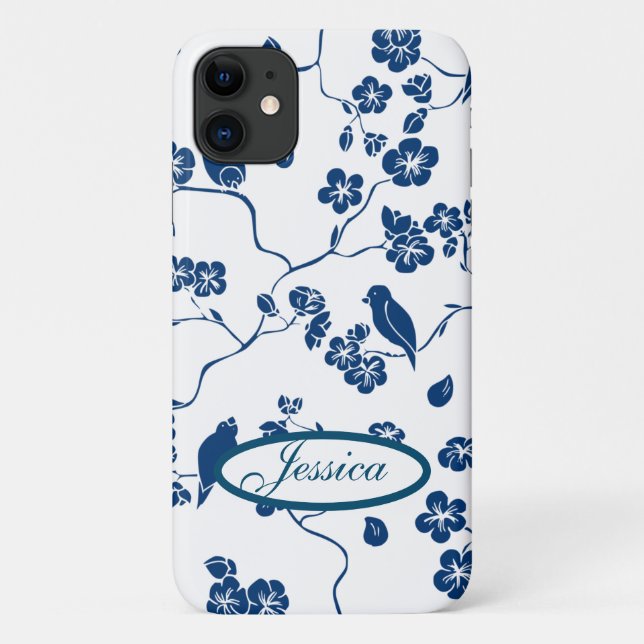 Contemporary Toile Birds & Florals Case-Mate iPhone Case (Back)