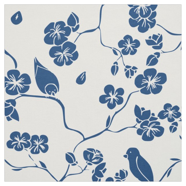 Contemporary Toile Birds & Florals Fabric (Swatch)