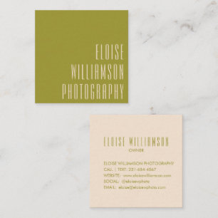 Contemporary Trendy Chic Bold Typography Green  Square Business Card