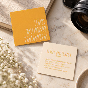 Contemporary Trendy Chic Bold Typography Yellow Square Business Card