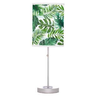 Contemporary Tropical Watercolor Leaves Patterned Table Lamp
