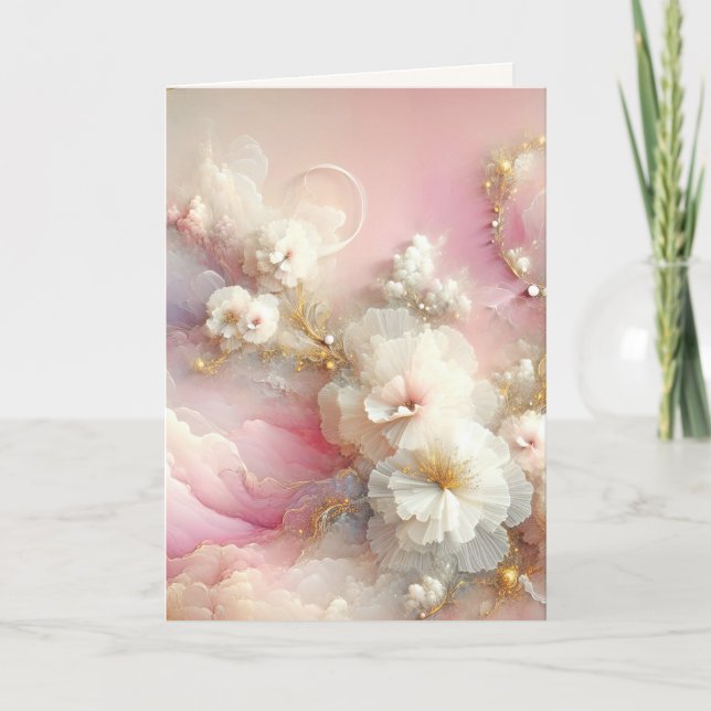 Contemporary Tulle Floral Abstract Card (Front)