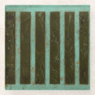 Contemporary Turquoise Air Grate Glass Coaster