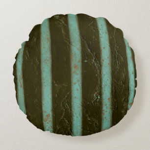 Contemporary Turquoise Air Grate Round Pillow