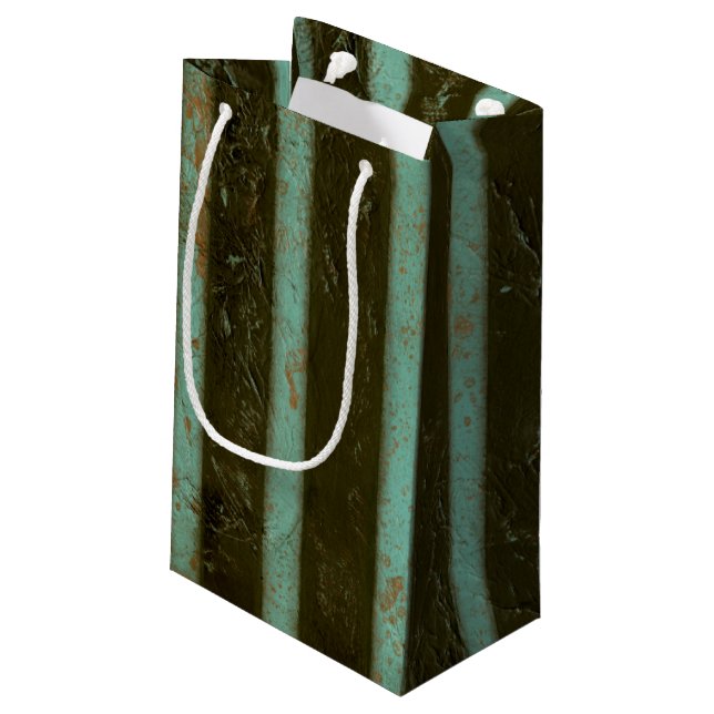 Contemporary Turquoise Air Grate Small Gift Bag (Back Angled)