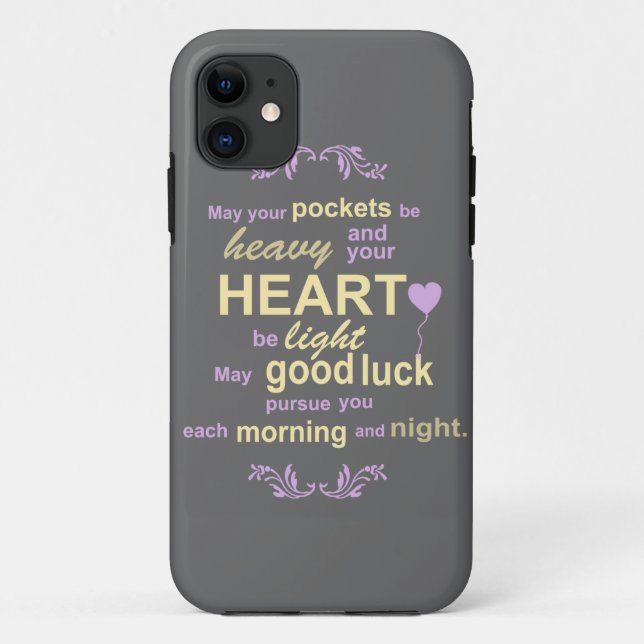 Contemporary Typography Irish Blessing in Grey Case-Mate iPhone Case (Back)