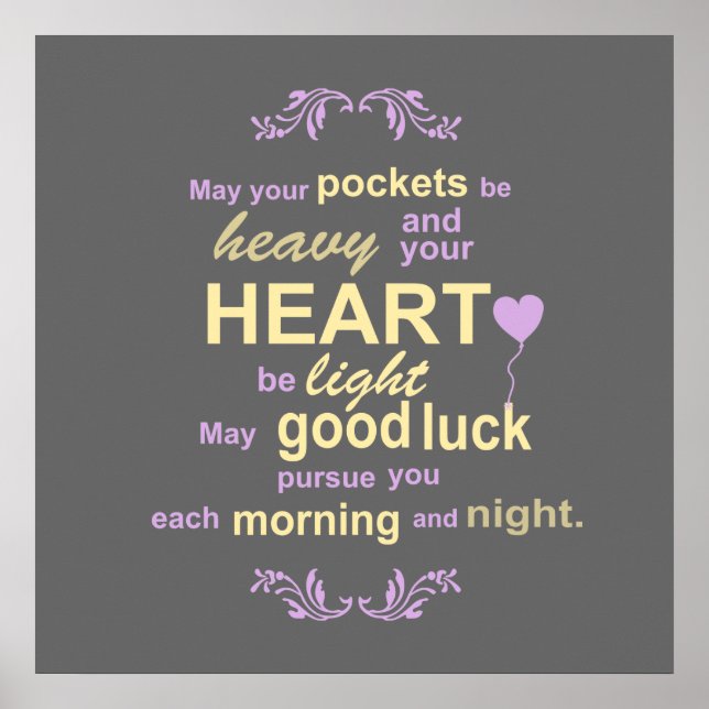 Contemporary Typography Irish Blessing in Grey Poster (Front)