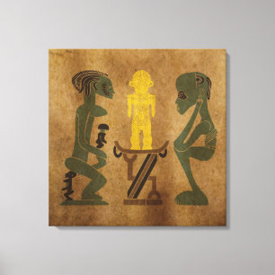 Contemporary vintage African tribal scene Canvas Print
