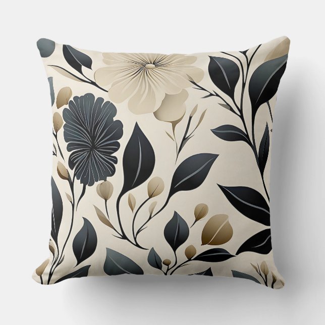 Contemporary Waldorf Leaf Pattern Subtle Colours  Throw Pillow (Front)