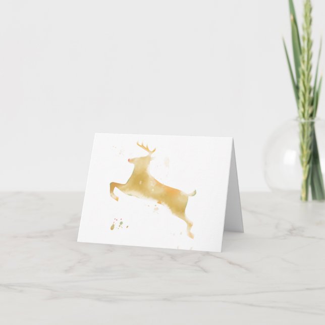 Contemporary Watercolor Reindeer Christmas Card (Front)