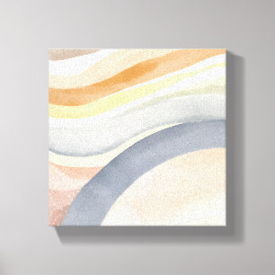 Contemporary Waves   Neutral Modern Watercolor Canvas Print
