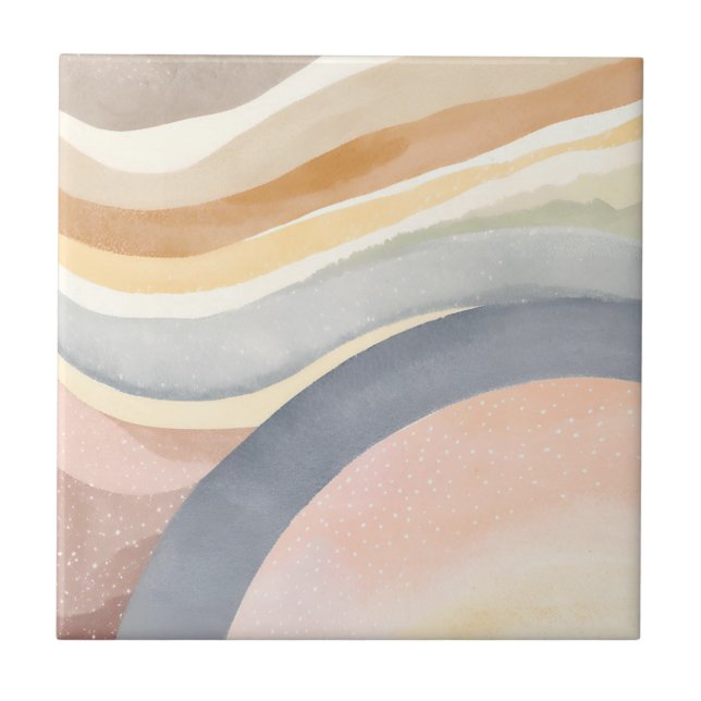 Contemporary Waves | Neutral Modern Watercolor Tile (Front)