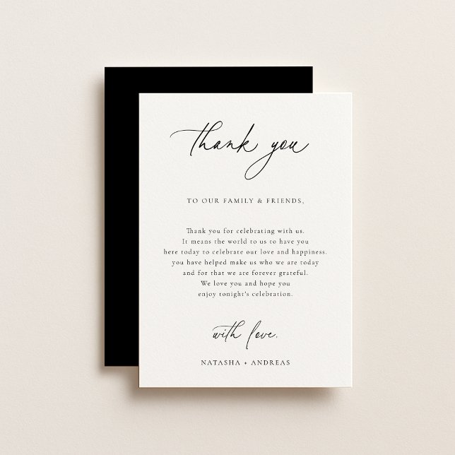 Contemporary Wedding Reception Table Thank You Card (Creator Uploaded)