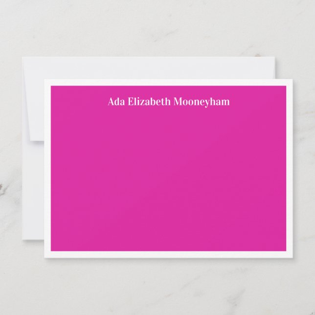 Contemporary Whimsical Magenta Note Card (Front)