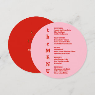 Contemporary Whimsical Red and Pink Wedding  Menu