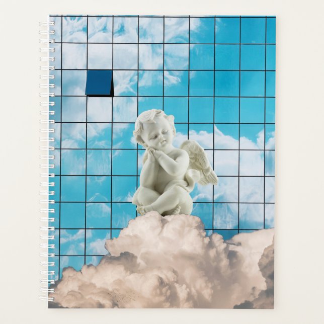 Contemporary White Angel Heaven Spiritual Mood Planner (Front)