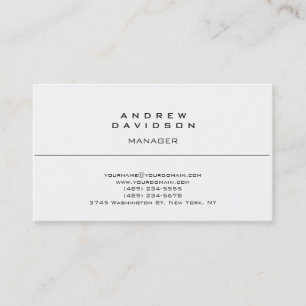 Contemporary White Plain Stylish Business Card