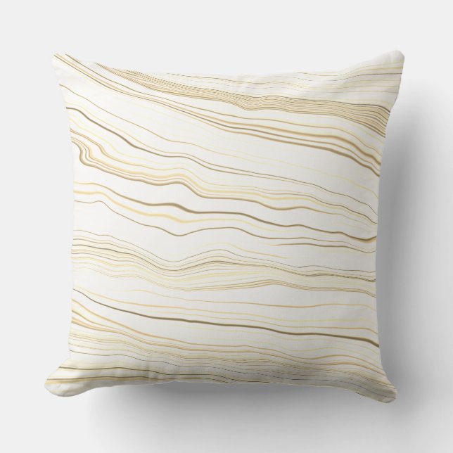 Contemporary White, Tan, Linen Pattern Throw Pillow (Front)