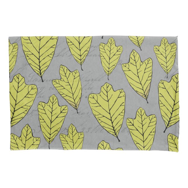 Contemporary Yellow Oak Leaves Pattern Collage Pillowcase (Front)