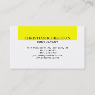 Contemporary Yellow White Consultant Business Card