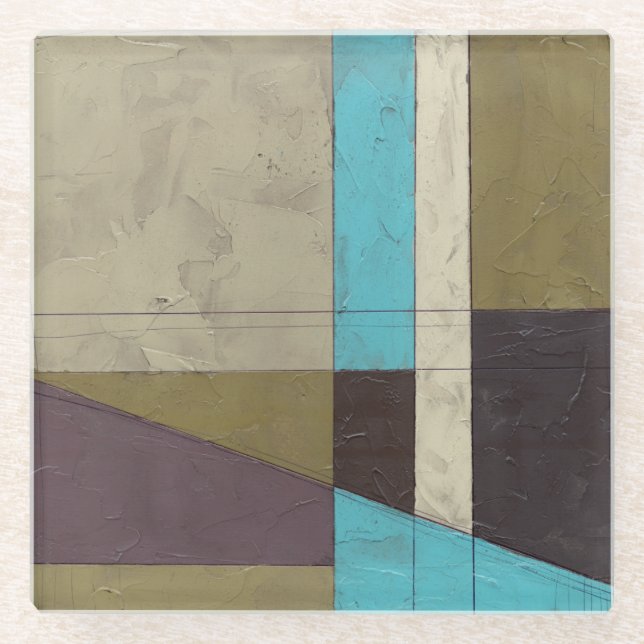 Contemporay Minimalist Painting with Deep Colour Glass Coaster (Front)
