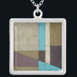 Contemporay Minimalist Painting with Deep Colour Silver Plated Necklace<br><div class="desc">What do you get when you mix a minimalist verve with deep,  rich colour? You get this wonderfully contemporary Jennifer Goldberger painting. Plum,  light blue and grey mix together to bring this piece to life. Buy your copy today!</div>