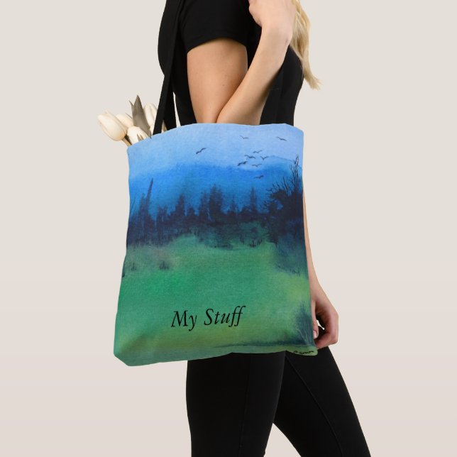 contempory abstract landscape design colourful tote bag (Close Up)