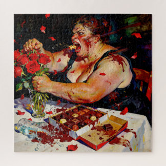 Contempt for Red Roses – A Portrait of Raw Anger Jigsaw Puzzle