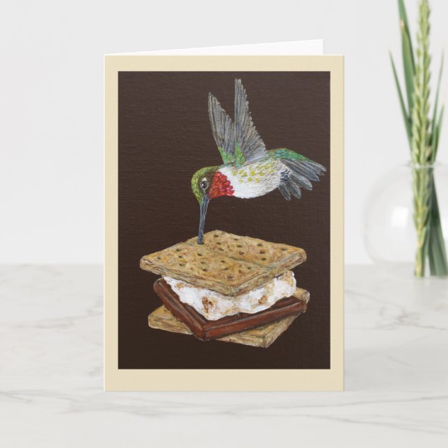 Content card with hummingbird and s'more (Front)