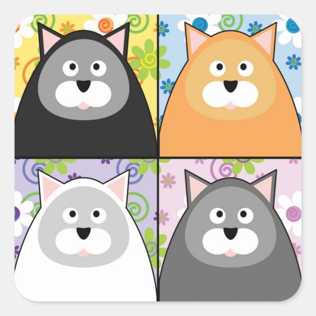 Content Cat Square Stickers (Front)