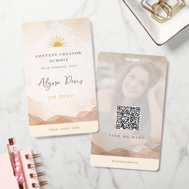 Content Creator Badge Photo QR Code Aesthetic (Office)