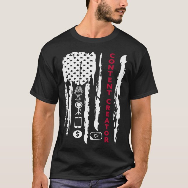 Content Creator blogger vlogger influencer America T-Shirt (Front)