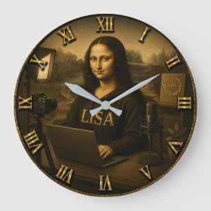 Content Creator Funny Mona Lisa YouTuber Gift Large Clock