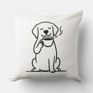 Content Dog Coffee Mood Throw Pillow