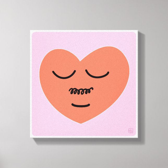 Content Heart - With Moustache Canvas Print (Front)