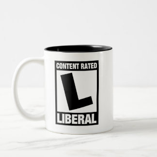 Content Rated Liberal Funny Democrat Two-Tone Coffee Mug