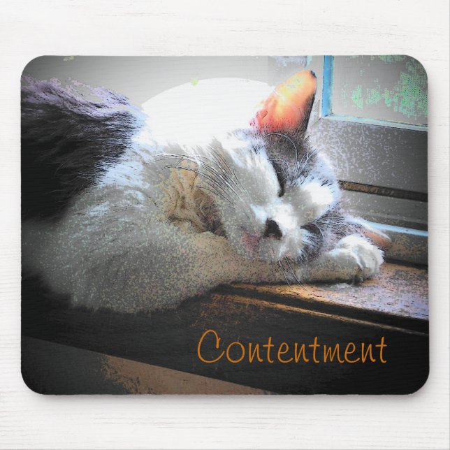 Content Sleeping Kitty Mouse Pad (Front)