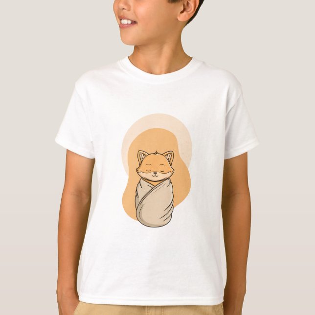 Content Swaddled Fox Kids T-Shirt (Front)