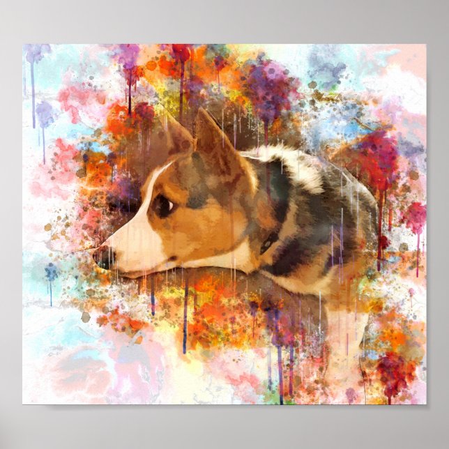 Contented Welsh Corgi Poster (Front)